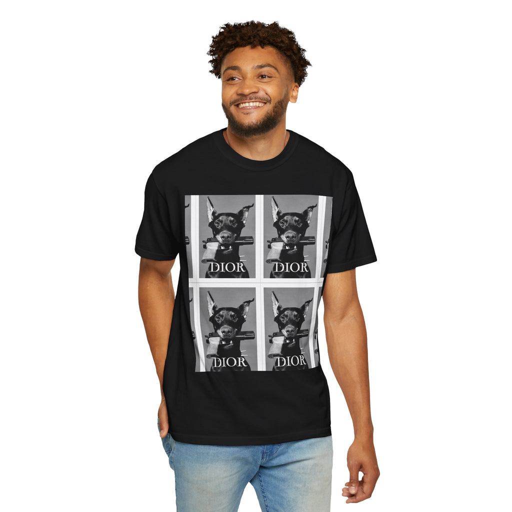 Graphic T-Shirt — Vintage Pop Art Dog Grid (DIOR Style)