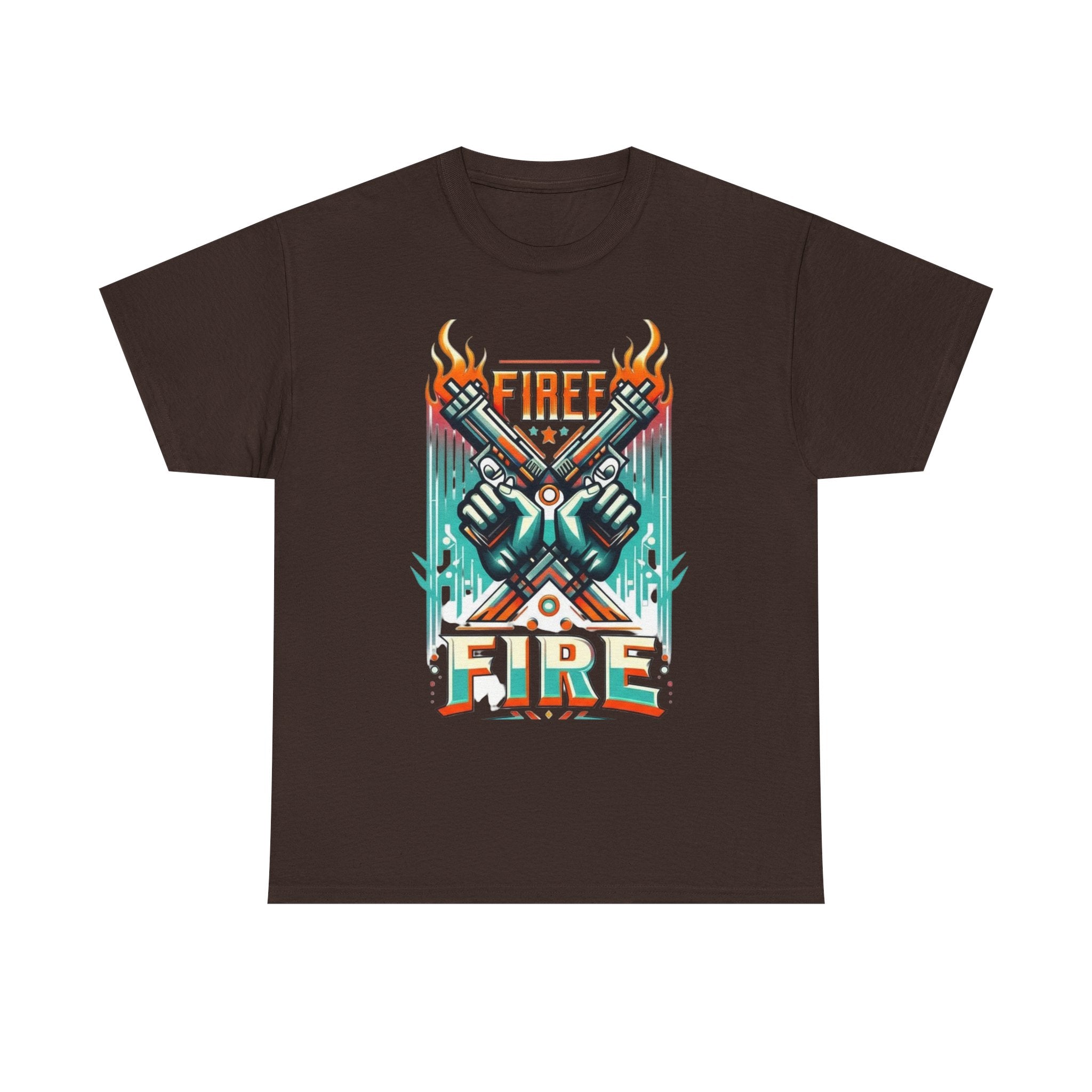 Fire Fire Graphic Tee — Retro Dual Pistols Illustration