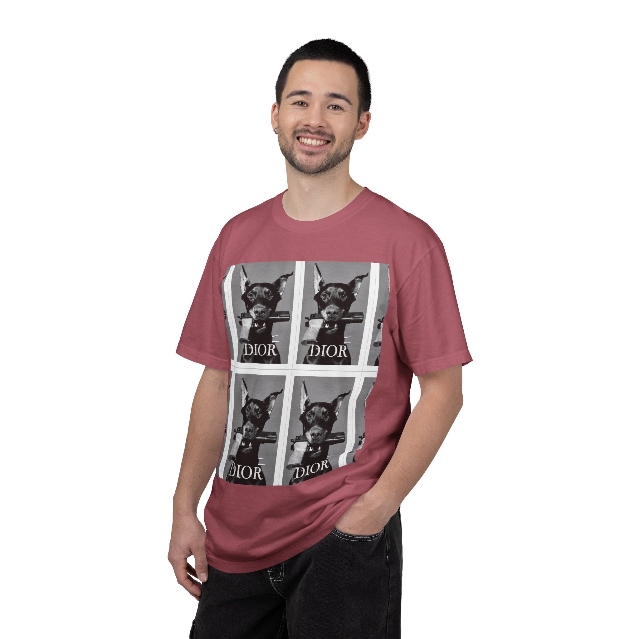 Graphic T-Shirt — Vintage Pop Art Dog Grid (DIOR Style)