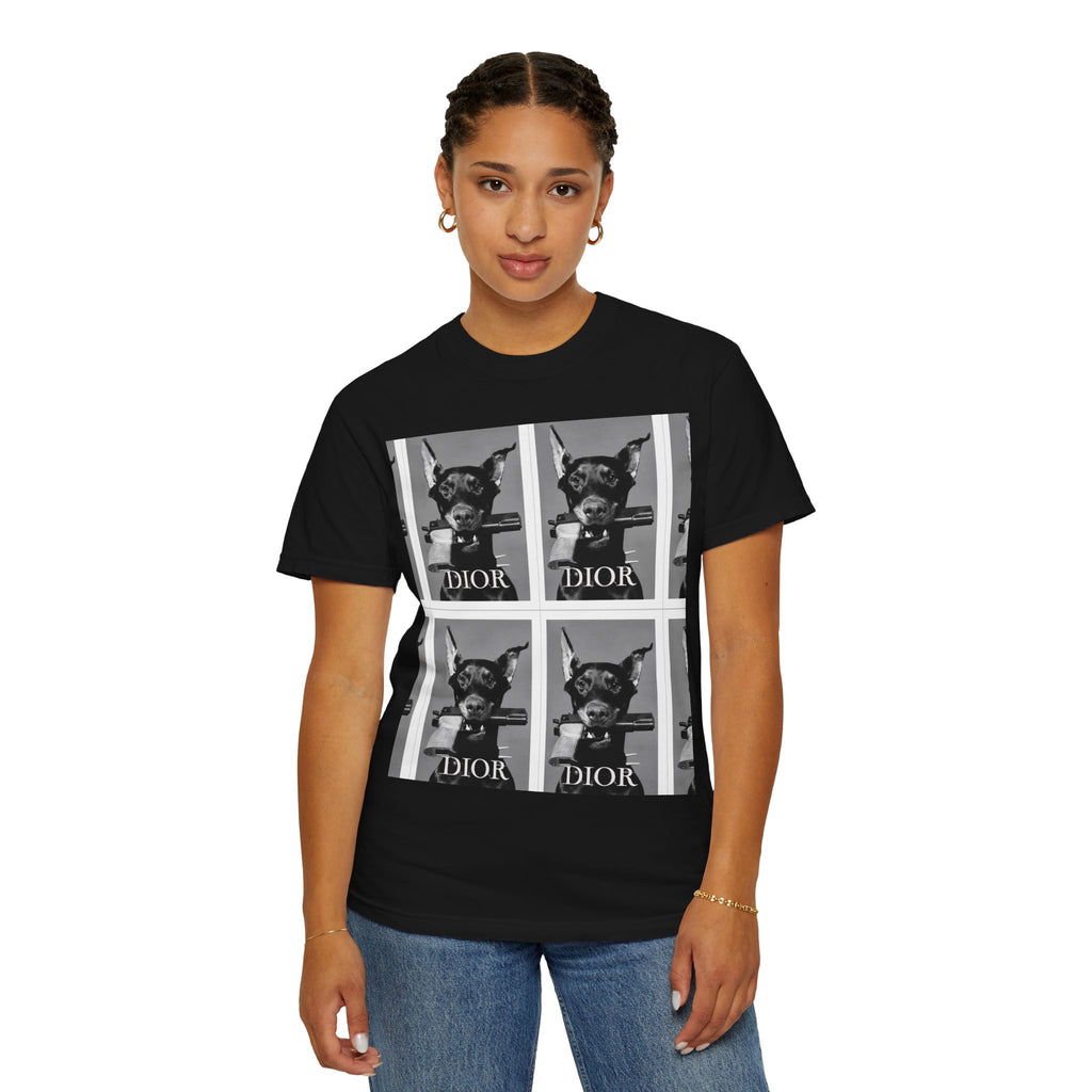 Graphic T-Shirt — Vintage Pop Art Dog Grid (DIOR Style)