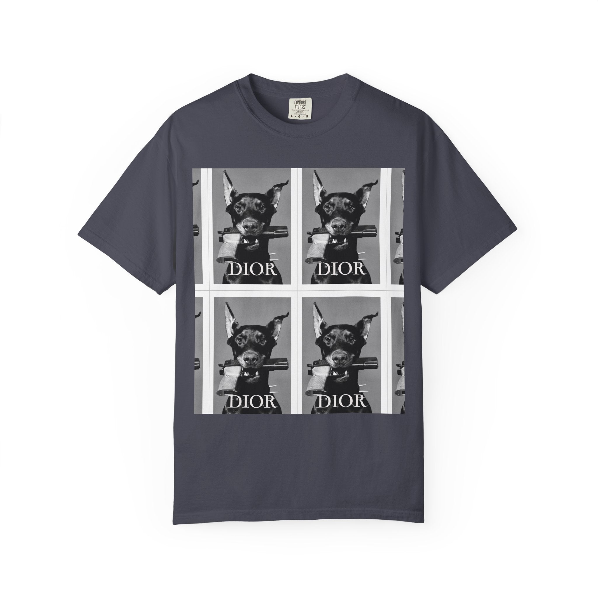 Graphic T-Shirt — Vintage Pop Art Dog Grid (DIOR Style)