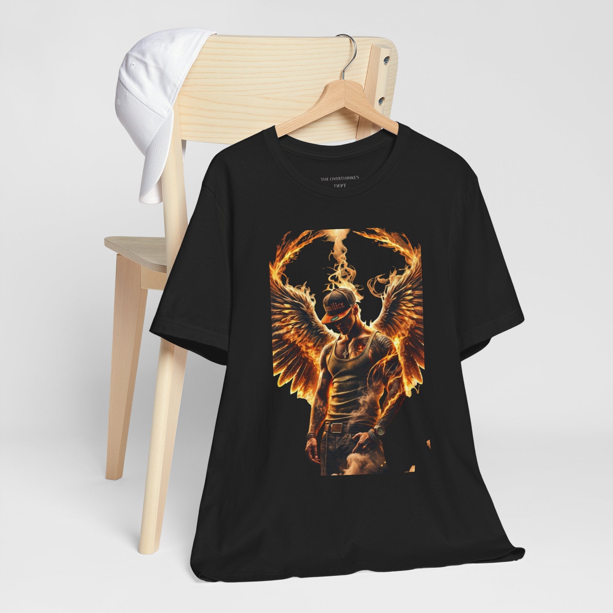 Fiery Angel Graphic Tee — Flaming Winged Warrior T-Shirt