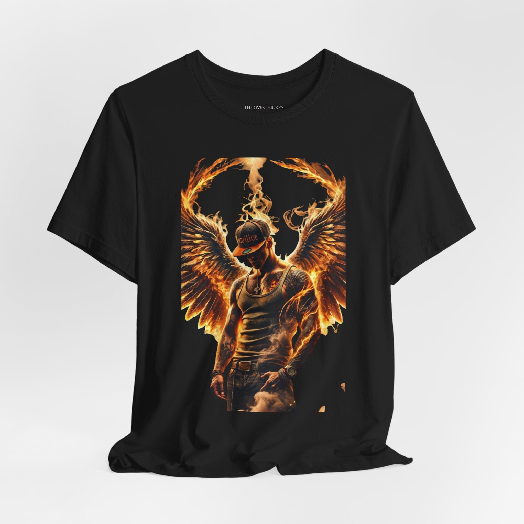 Fiery Angel Graphic Tee — Flaming Winged Warrior T-Shirt