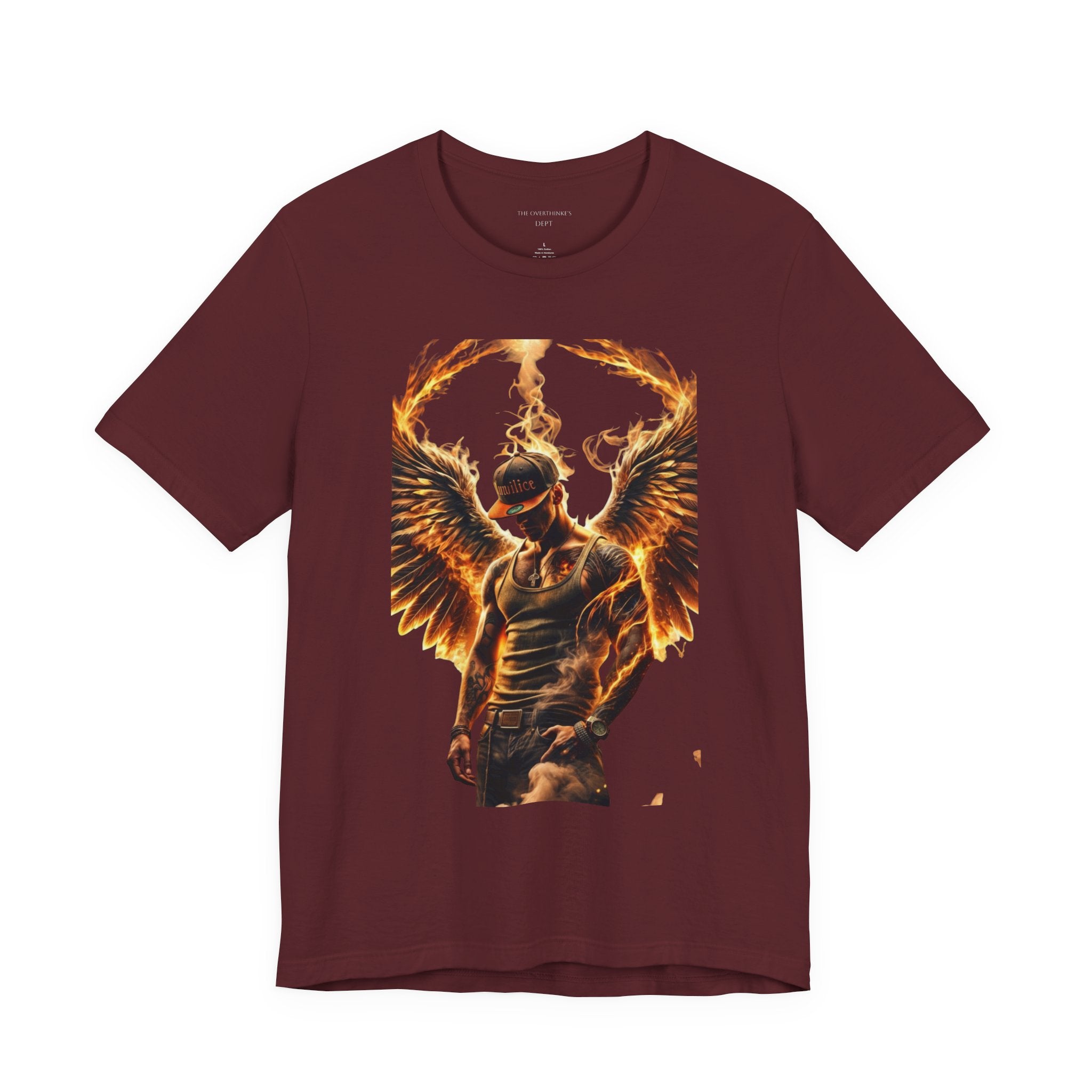 Fiery Angel Graphic Tee — Flaming Winged Warrior T-Shirt