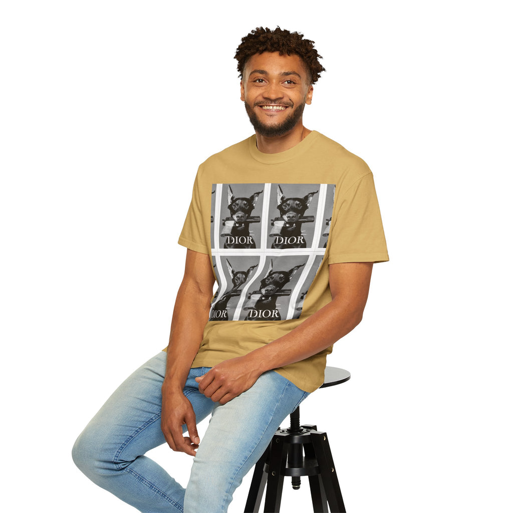 Graphic T-Shirt — Vintage Pop Art Dog Grid (DIOR Style)