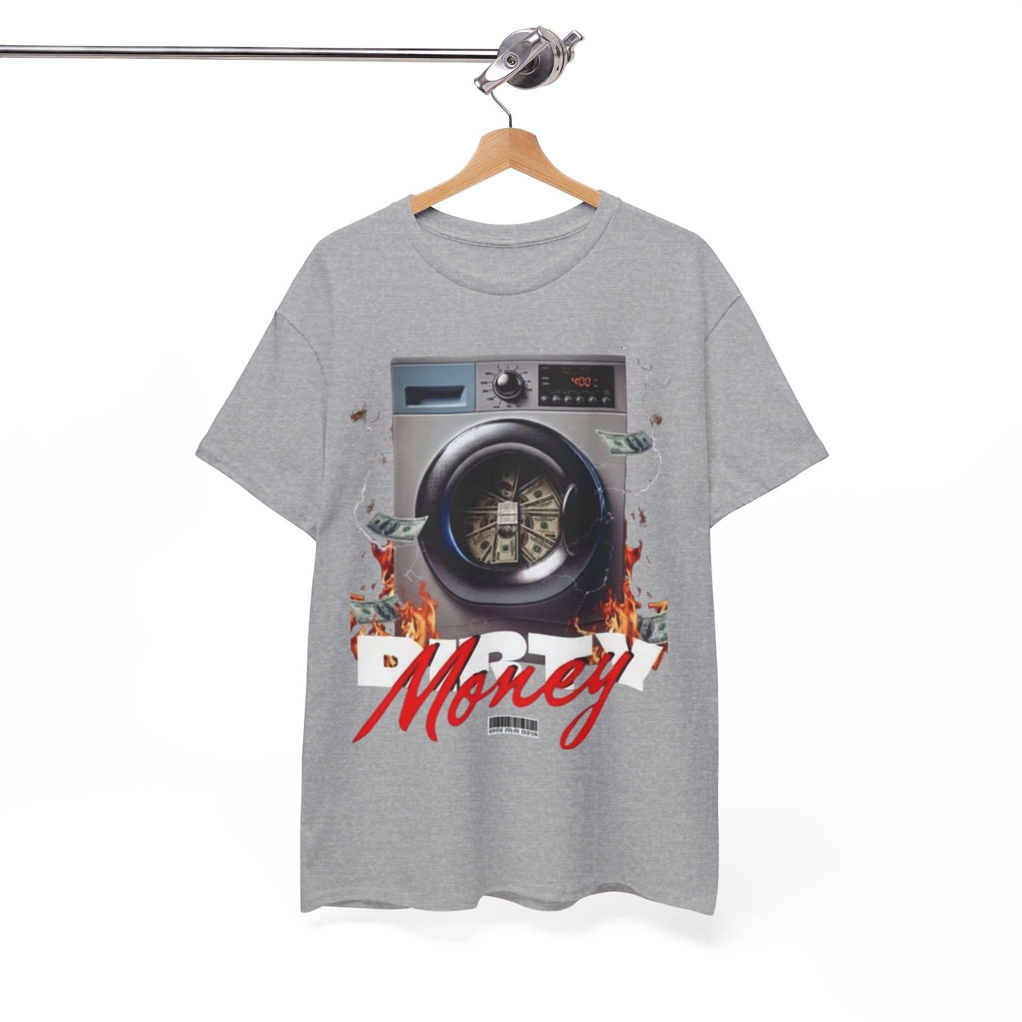 Money Laundry Graphic Tee — Urban Streetwear Shirt with Washing Machine Cash Design