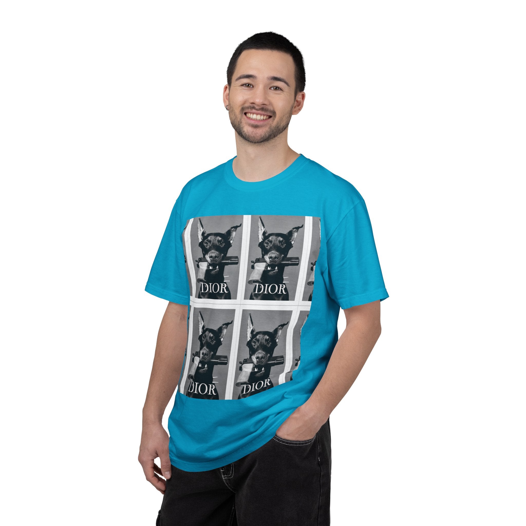 Graphic T-Shirt — Vintage Pop Art Dog Grid (DIOR Style)