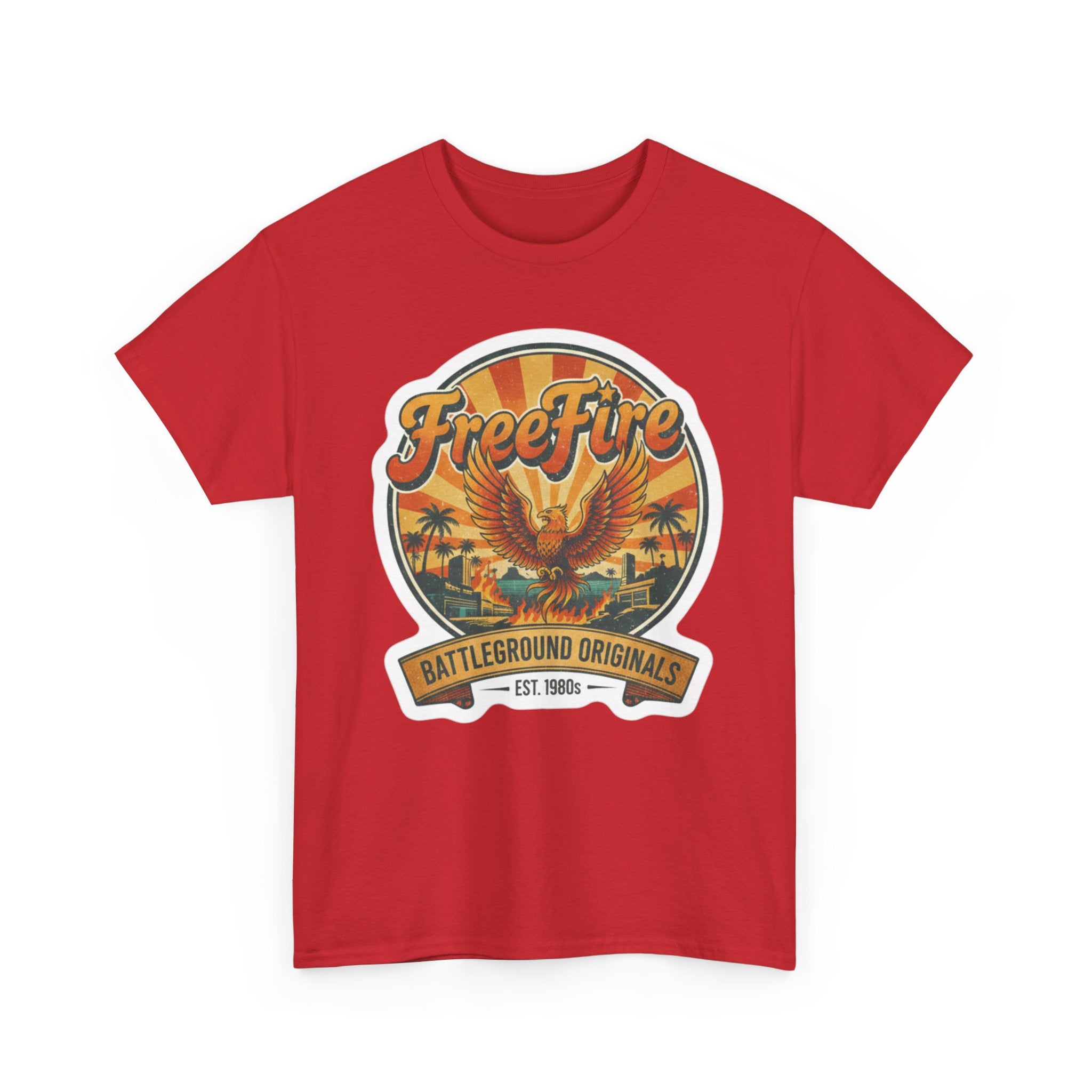Free Fire Firebird Graphic Tee — "Free Fire" Retro Phoenix Vintage Logo Shirt. Gaming Tee