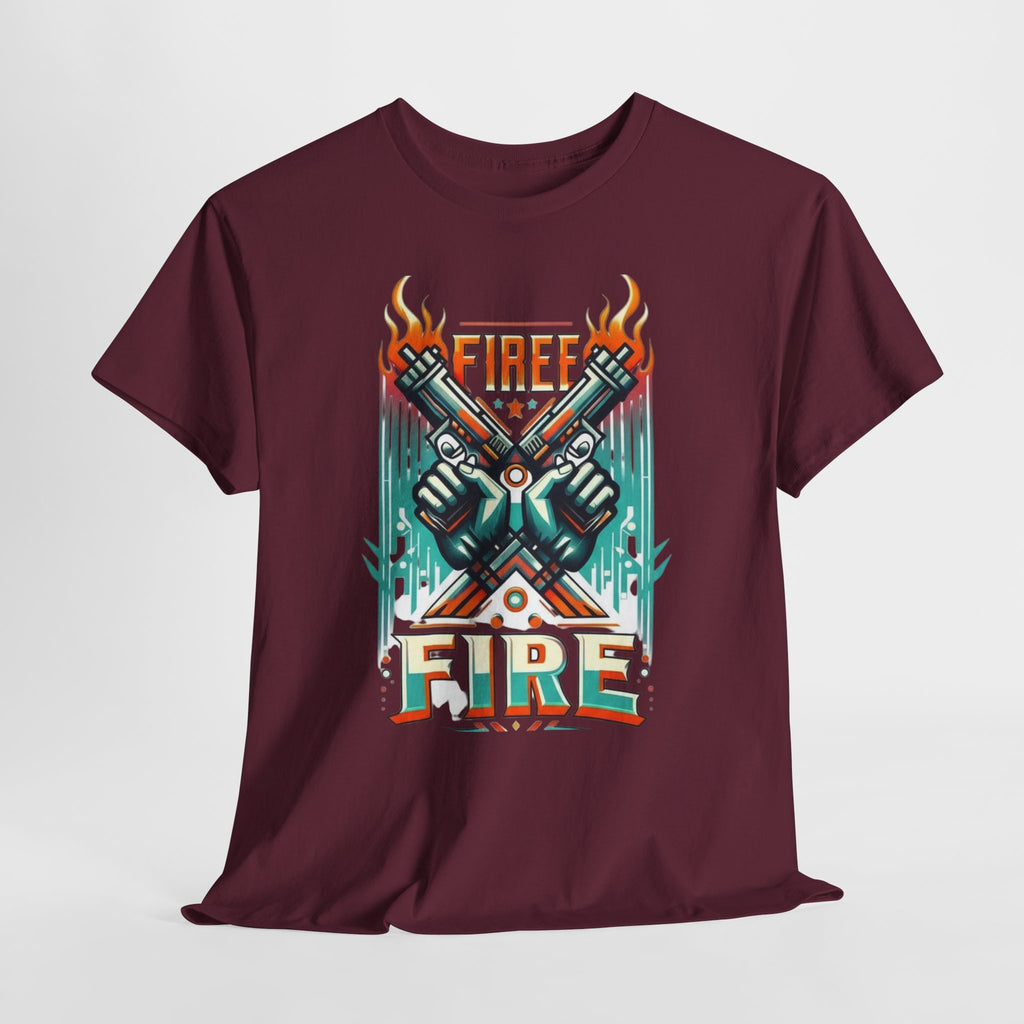 Fire Fire Graphic Tee — Retro Dual Pistols Illustration