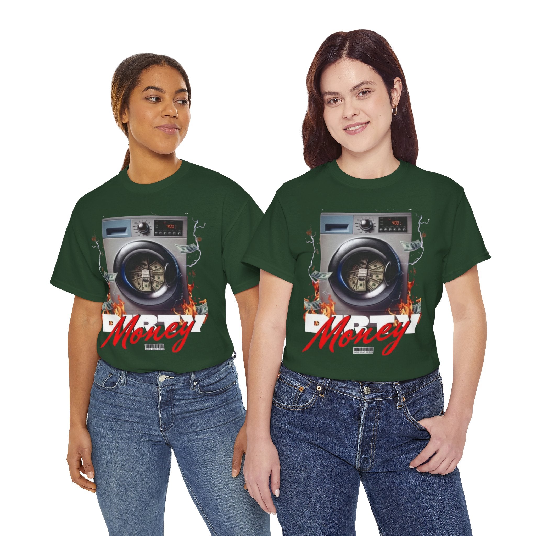 Money Laundry Graphic Tee — Urban Streetwear Shirt with Washing Machine Cash Design
