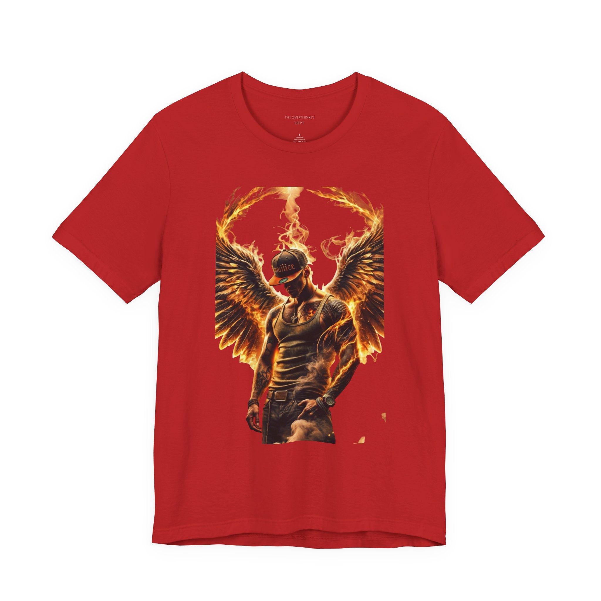 Fiery Angel Graphic Tee — Flaming Winged Warrior T-Shirt