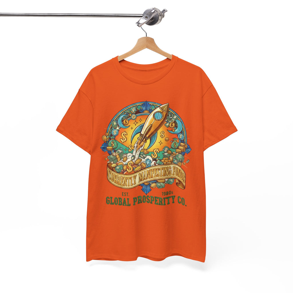 Prosperity Rocket T-Shirt - "Currently Manifesting Funds" — Global Prosperity Co. Vintage Space Graphic Tee