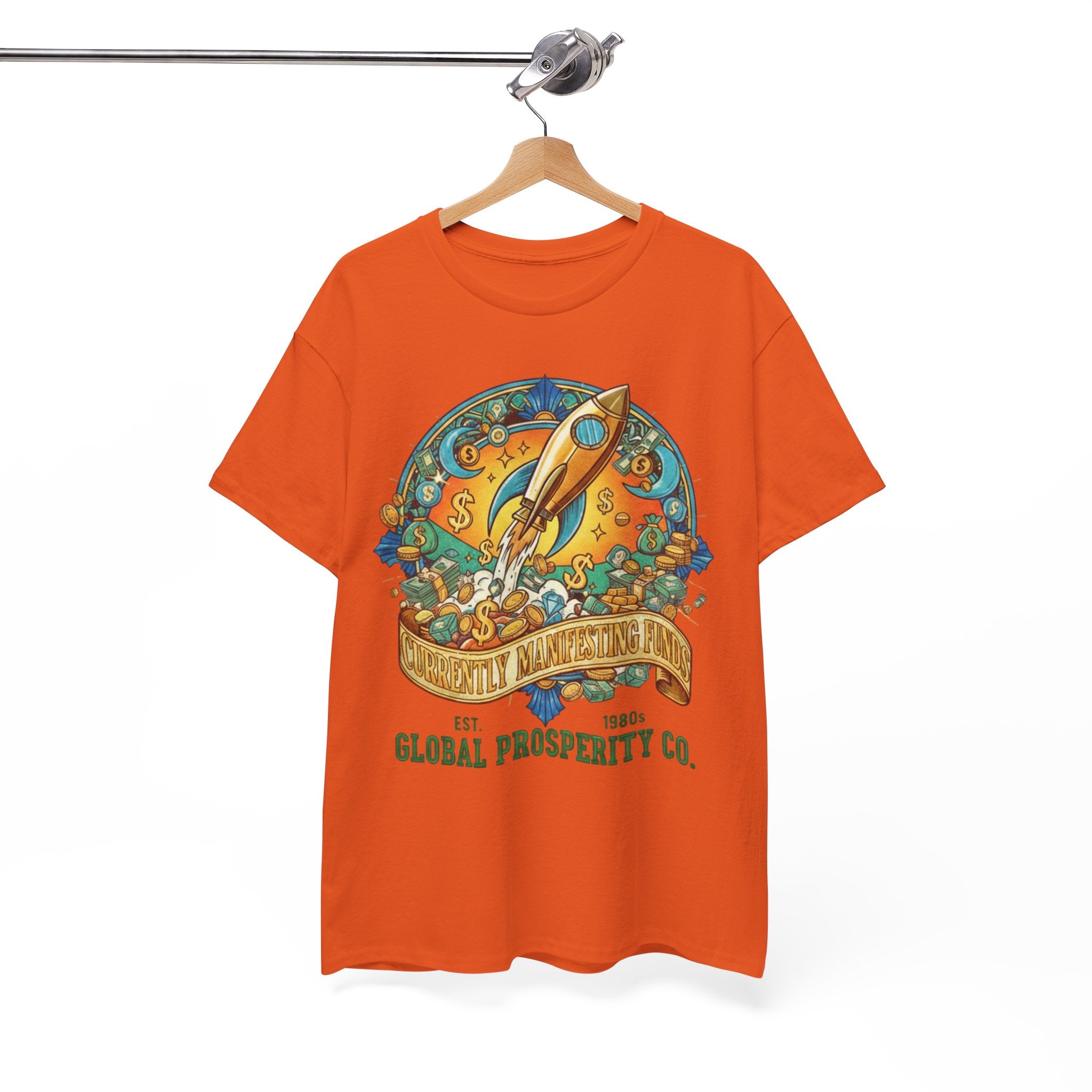 Prosperity Rocket T-Shirt - "Currently Manifesting Funds" — Global Prosperity Co. Vintage Space Graphic Tee