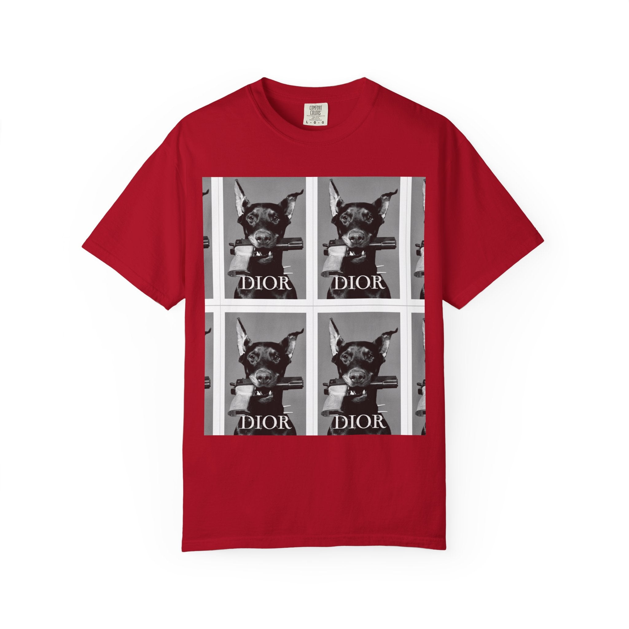 Graphic T-Shirt — Vintage Pop Art Dog Grid (DIOR Style)