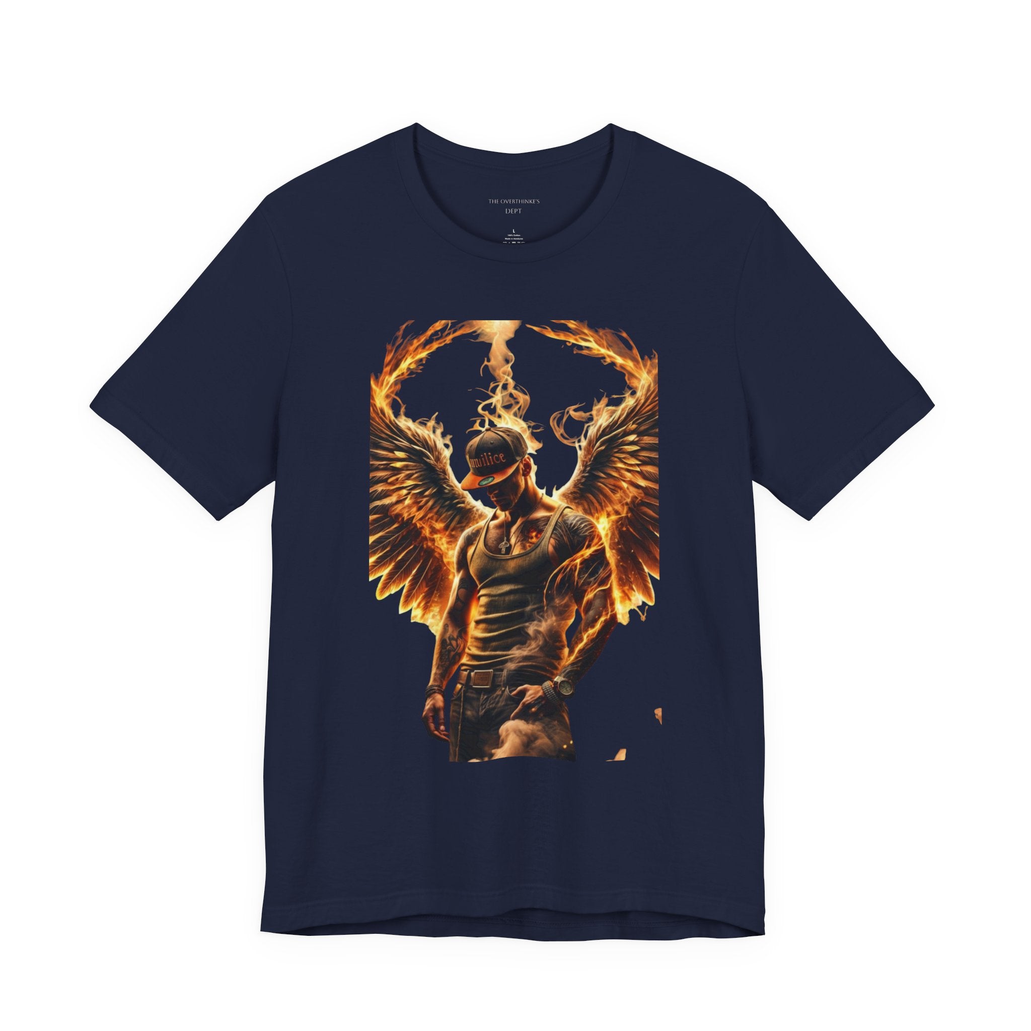 Fiery Angel Graphic Tee — Flaming Winged Warrior T-Shirt