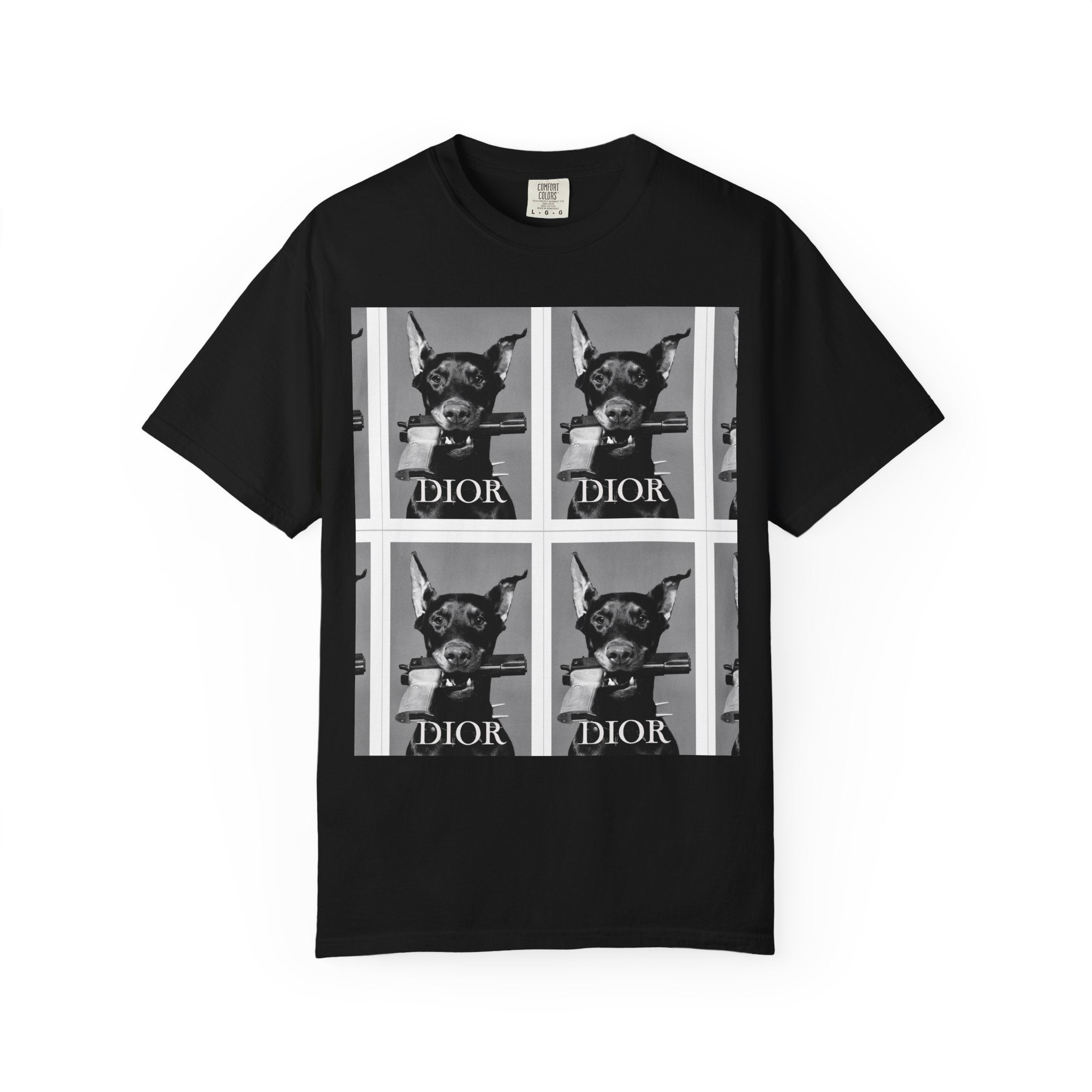 Graphic T-Shirt — Vintage Pop Art Dog Grid (DIOR Style)