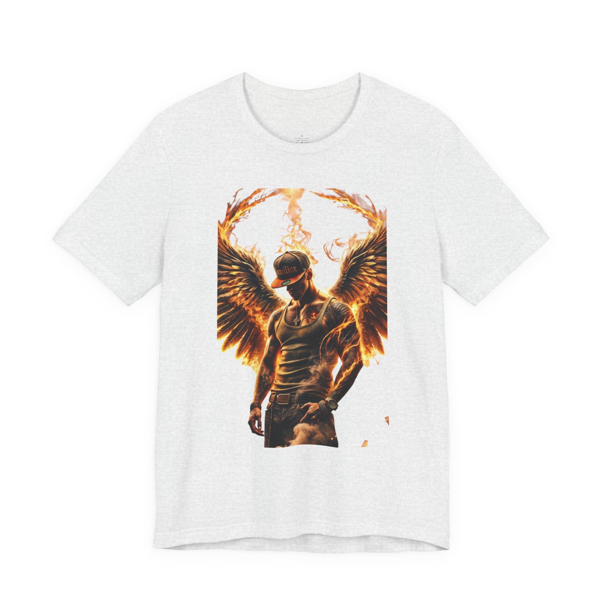 Fiery Angel Graphic Tee — Flaming Winged Warrior T-Shirt