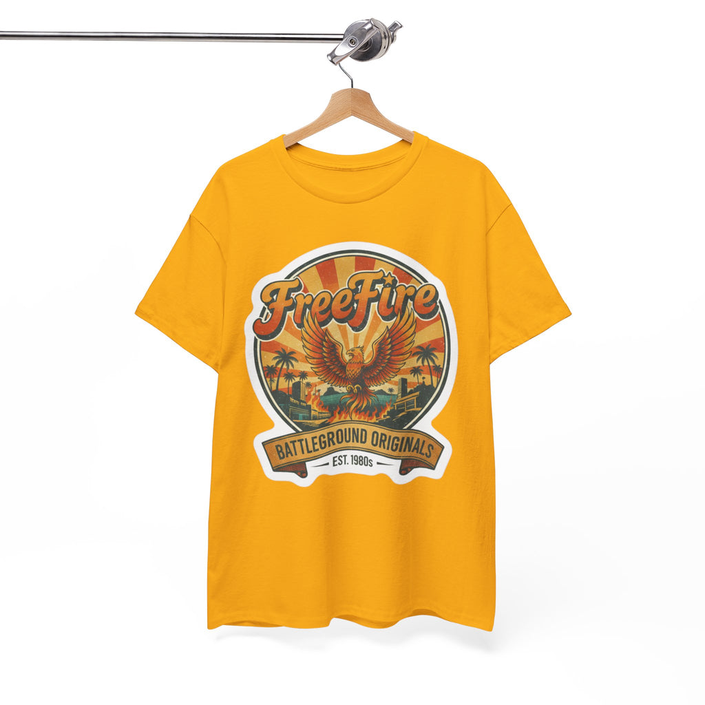Free Fire Firebird Graphic Tee — "Free Fire" Retro Phoenix Vintage Logo Shirt. Gaming Tee