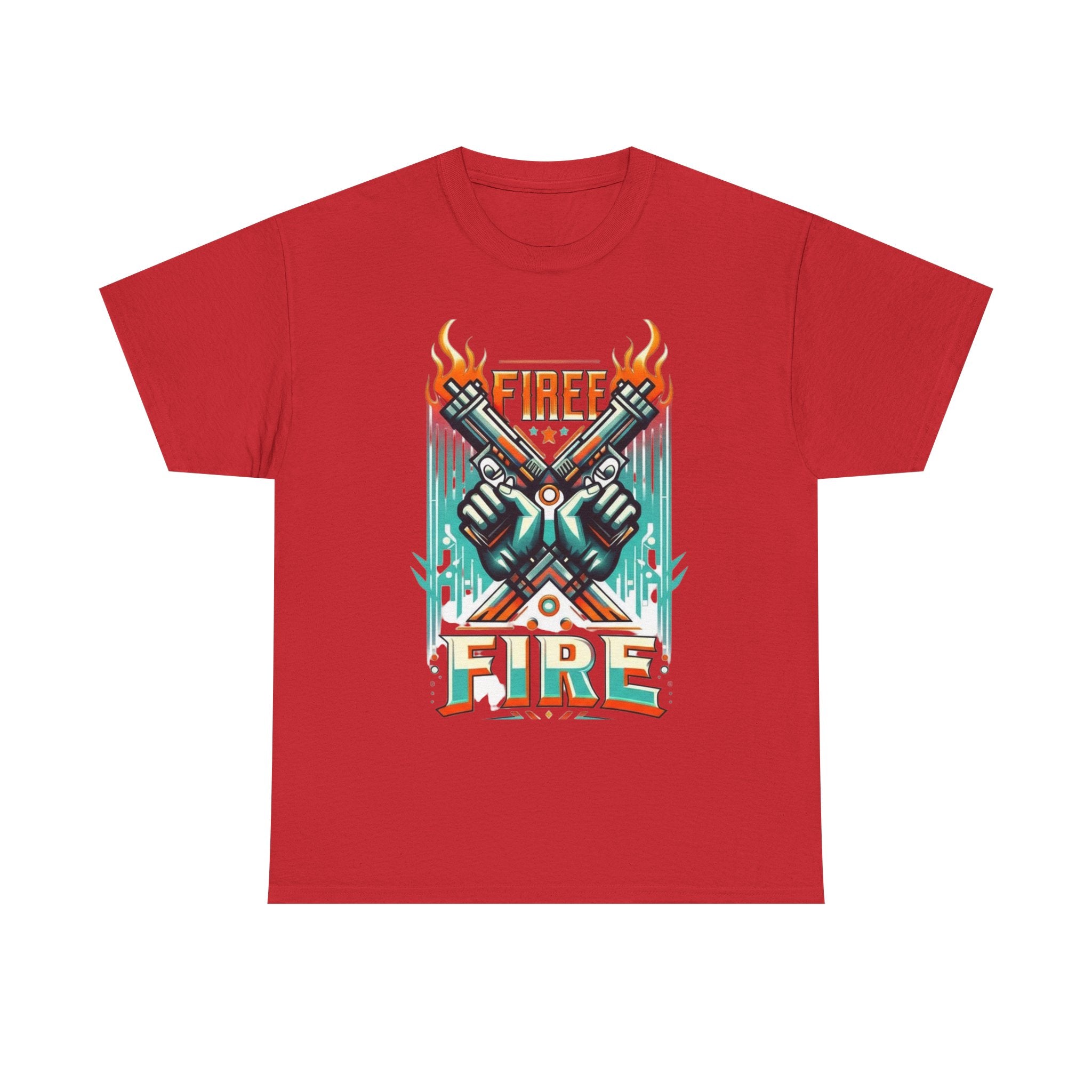 Fire Fire Graphic Tee — Retro Dual Pistols Illustration