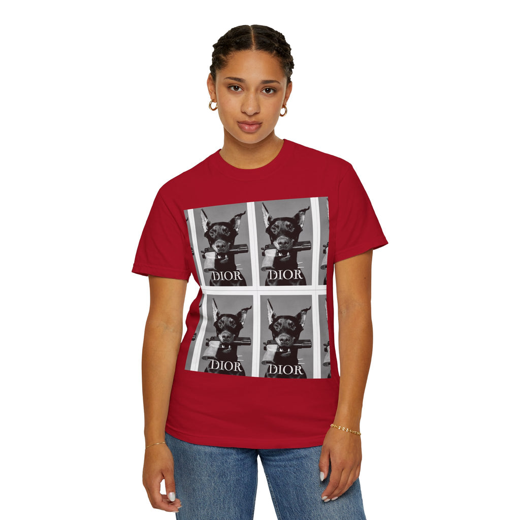 Graphic T-Shirt — Vintage Pop Art Dog Grid (DIOR Style)