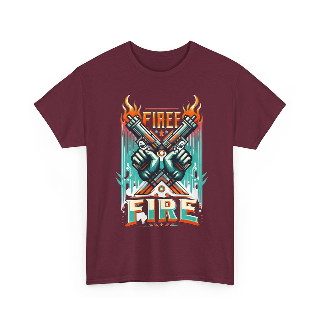 Fire Fire Graphic Tee — Retro Dual Pistols Illustration