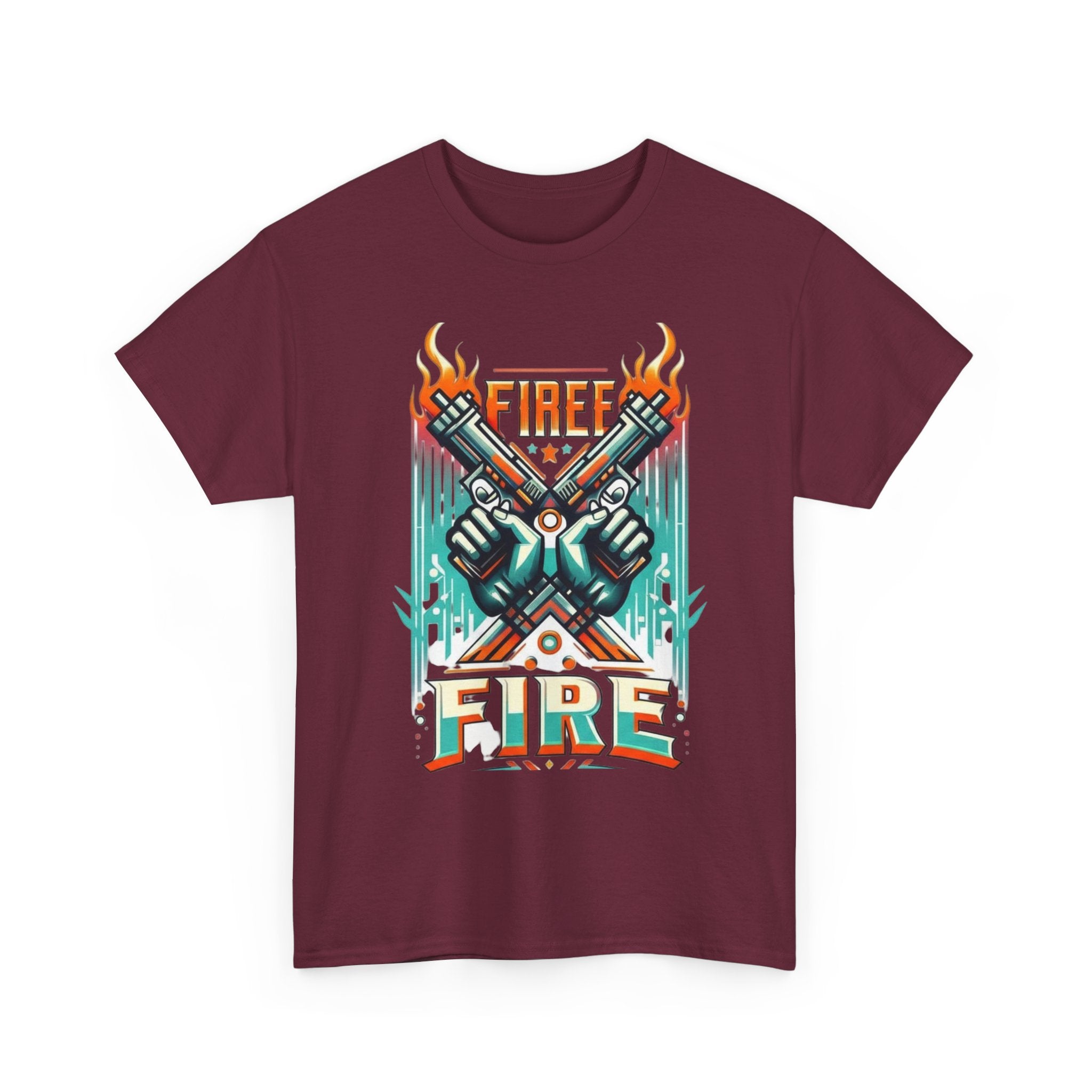 Fire Fire Graphic Tee — Retro Dual Pistols Illustration