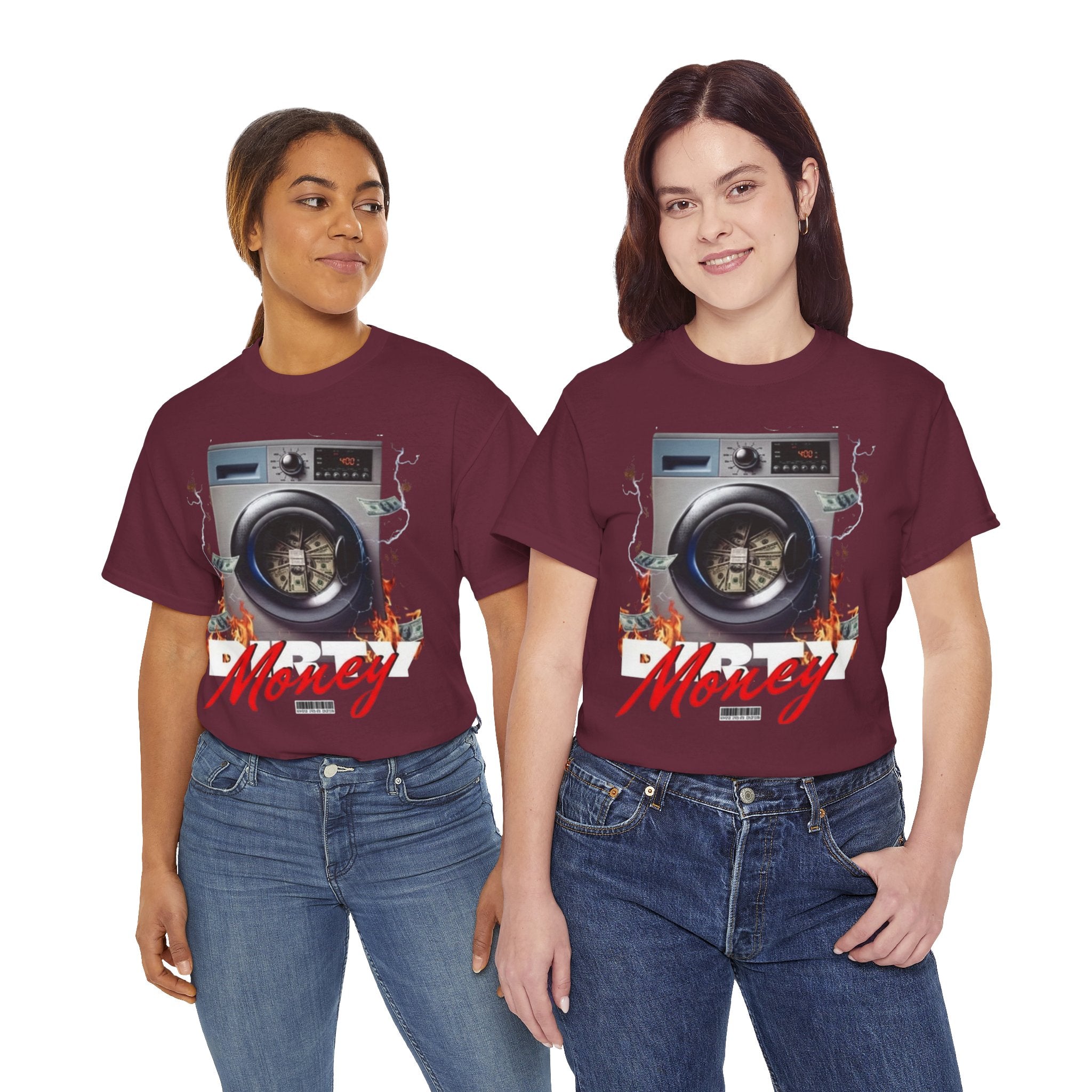 Money Laundry Graphic Tee — Urban Streetwear Shirt with Washing Machine Cash Design