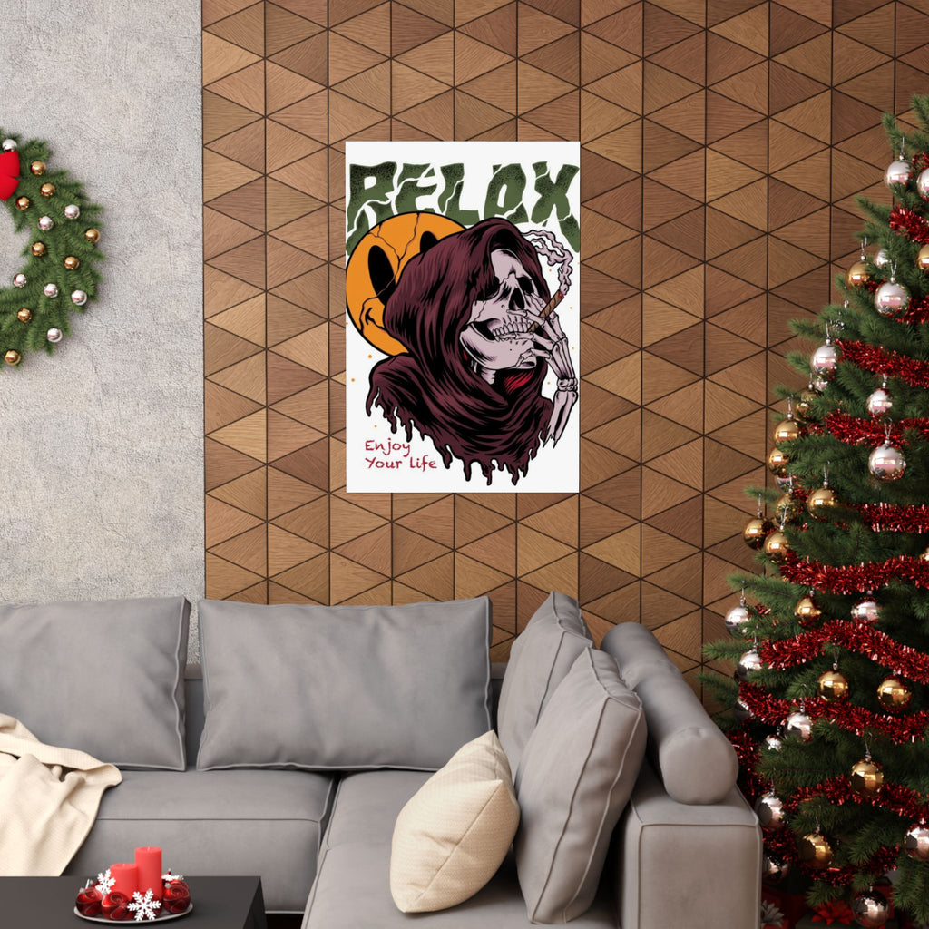 Relax Skull Poster — "Enjoy Your Life" Matte Vertical Art Print
