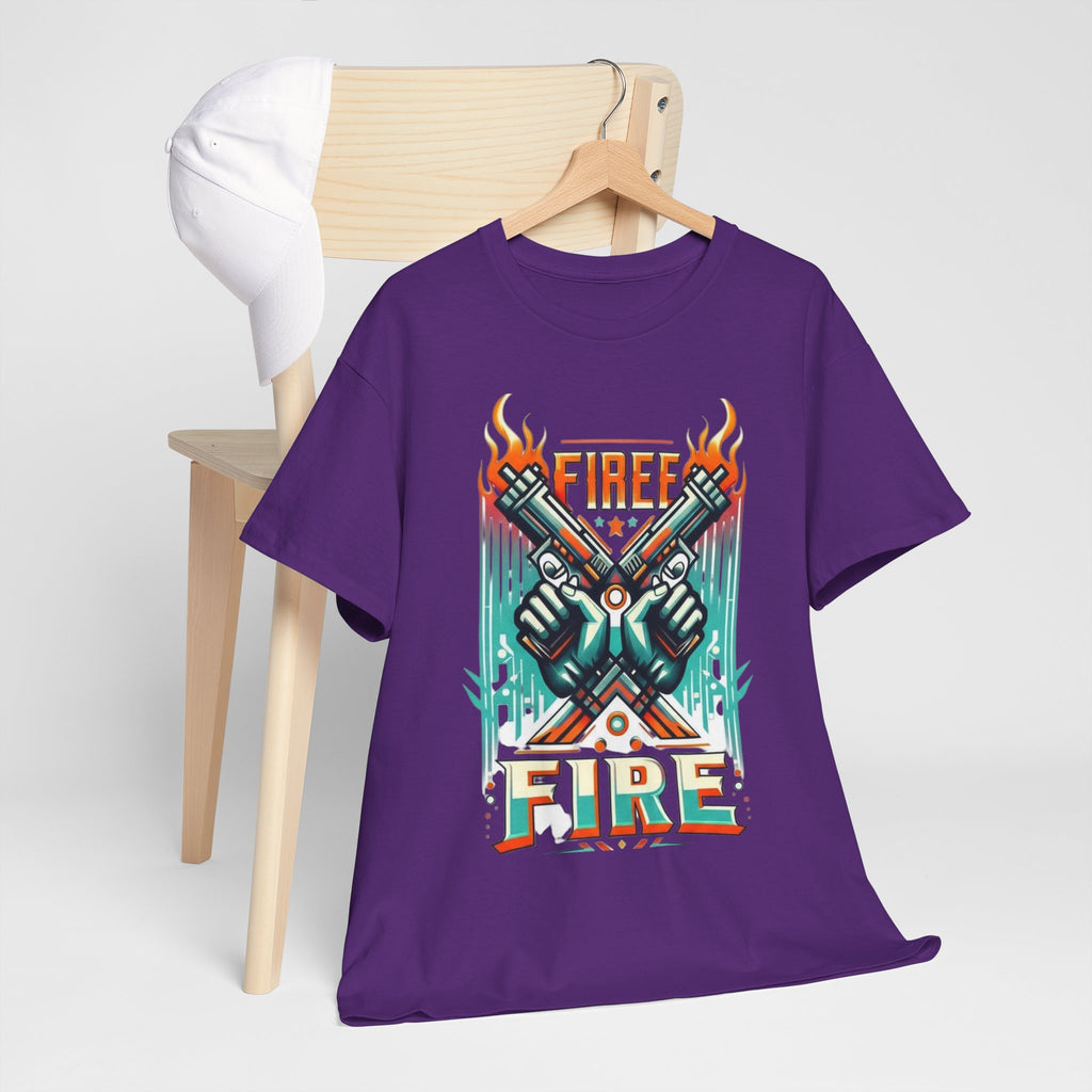 Fire Fire Graphic Tee — Retro Dual Pistols Illustration