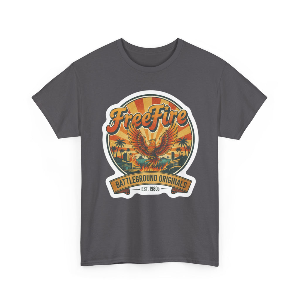 Free Fire Firebird Graphic Tee — "Free Fire" Retro Phoenix Vintage Logo Shirt. Gaming Tee