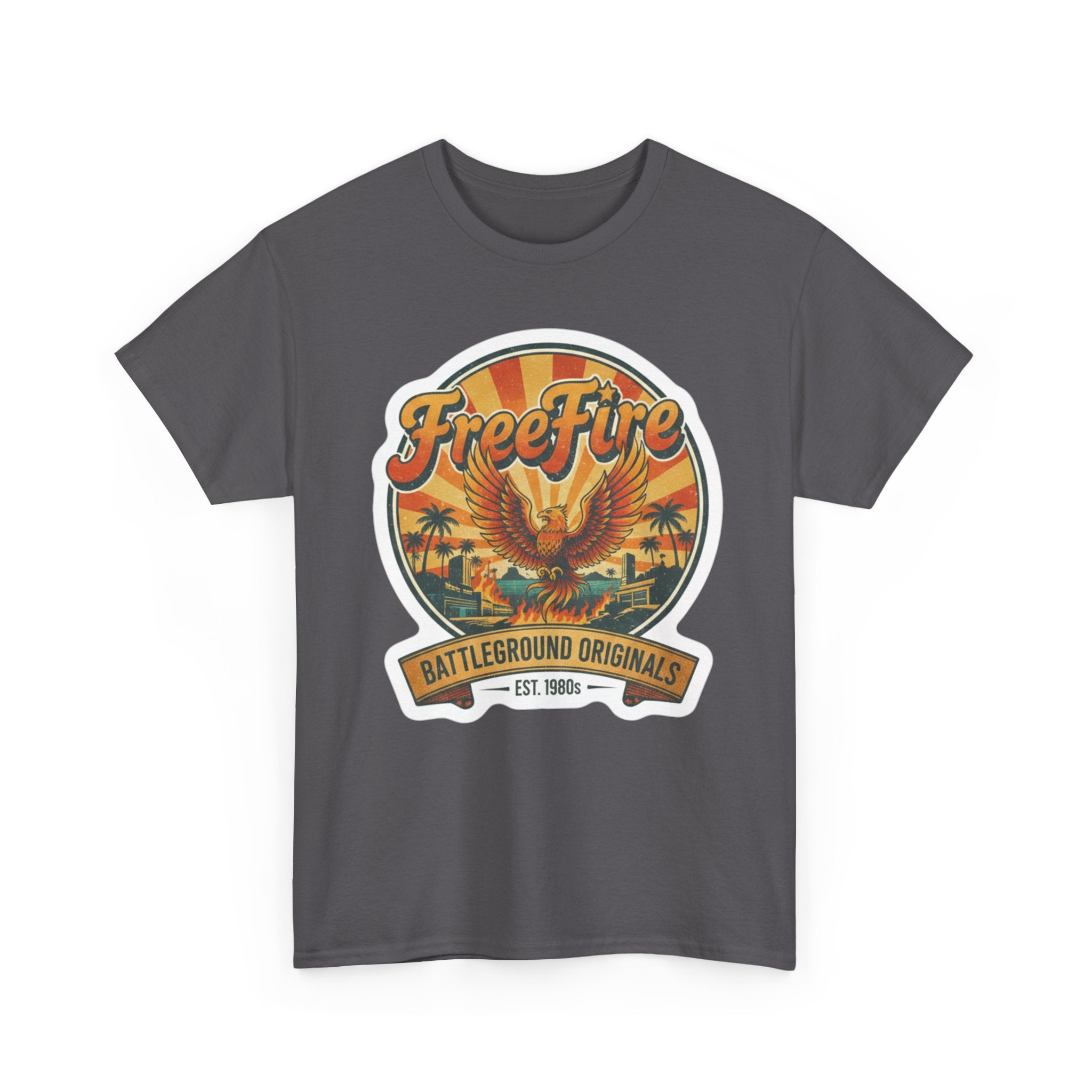 Free Fire Firebird Graphic Tee — "Free Fire" Retro Phoenix Vintage Logo Shirt. Gaming Tee
