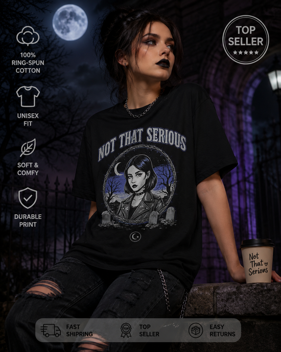 Not That Serious Gothic Graveyard Graphic T-Shirt