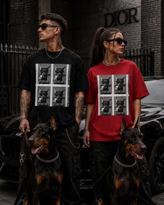 Vintage Pop Art Dog Grid Graphic T-Shirt