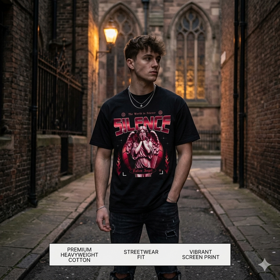 Silence Fallen Angel Gothic Graphic T-Shirt