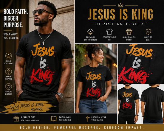 Jesus Is King Garment-Dyed Christian T-Shirt
