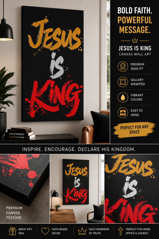 Jesus Is King Christian Canvas Wall Art