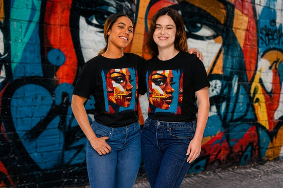 Afrocentric "Queen" Portrait Tee — Vibrant Street‑Art Graphic T-Shirt
