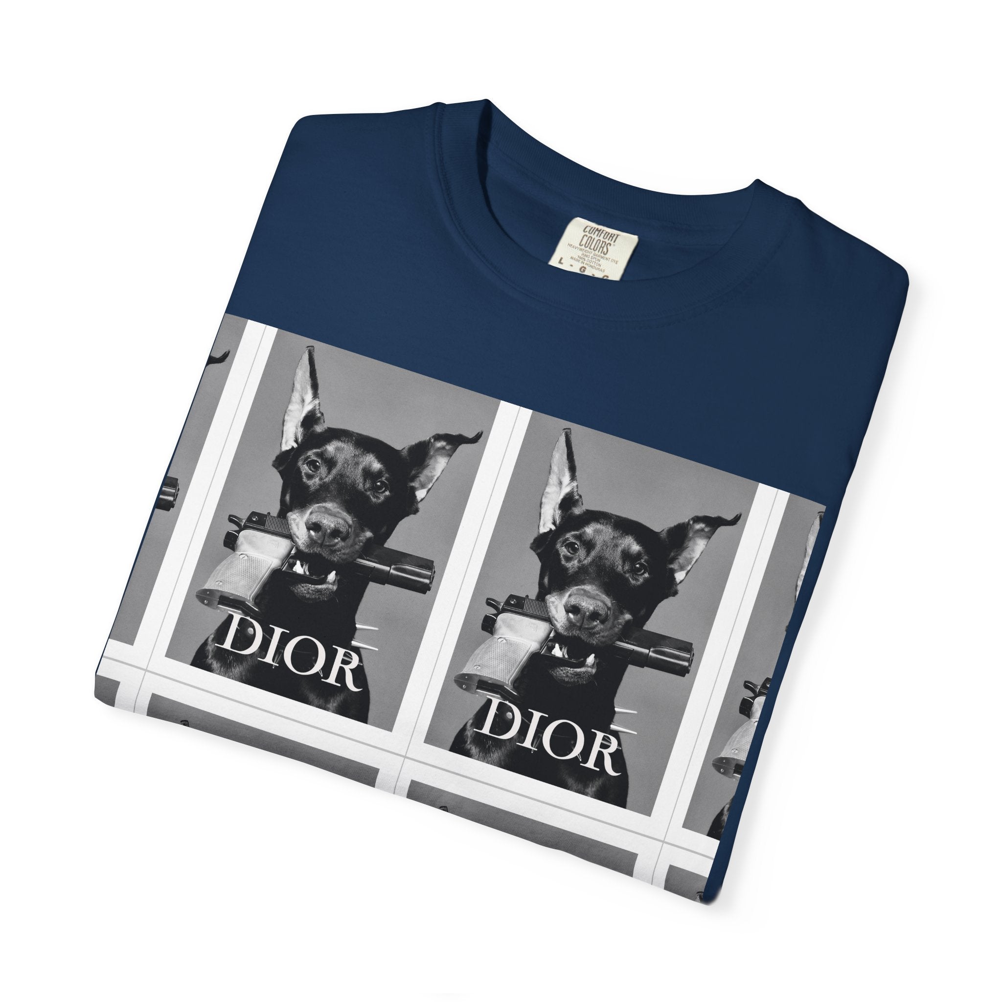 Graphic T-Shirt — Vintage Pop Art Dog Grid (DIOR Style)
