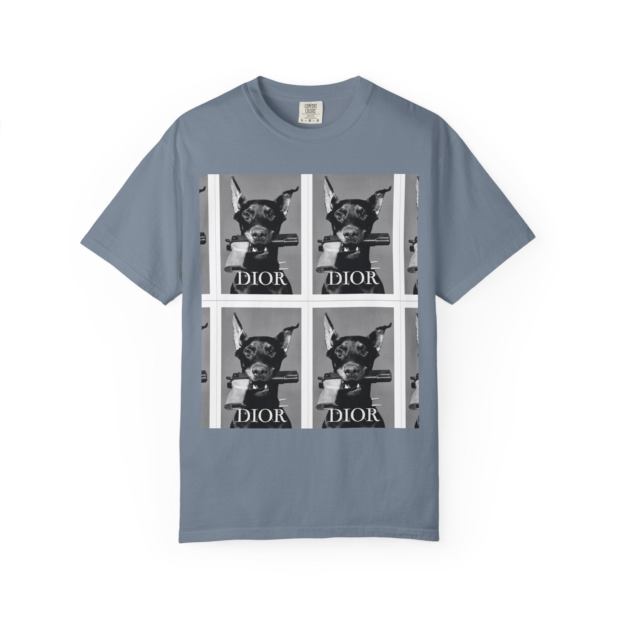 Graphic T-Shirt — Vintage Pop Art Dog Grid (DIOR Style)