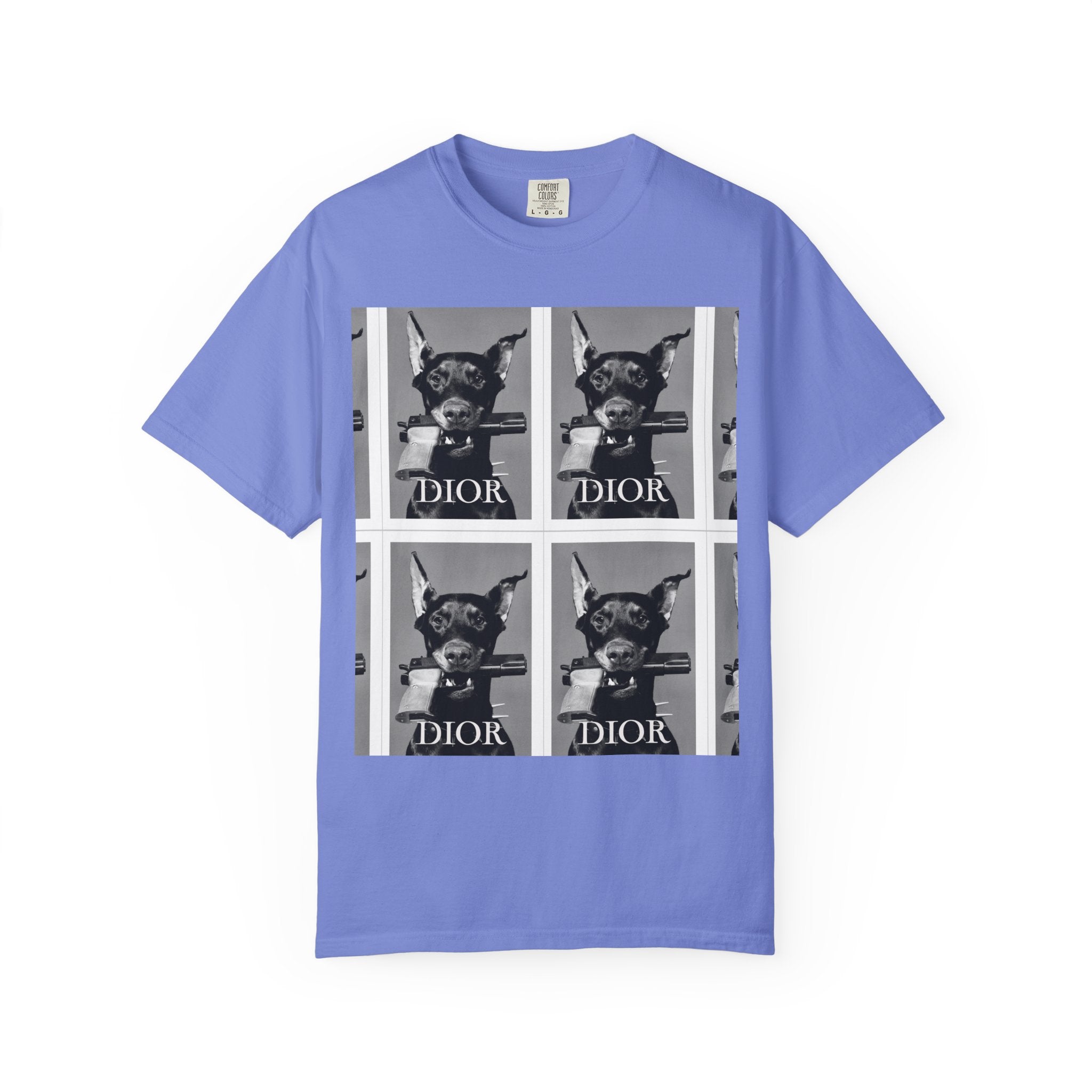 Graphic T-Shirt — Vintage Pop Art Dog Grid (DIOR Style)