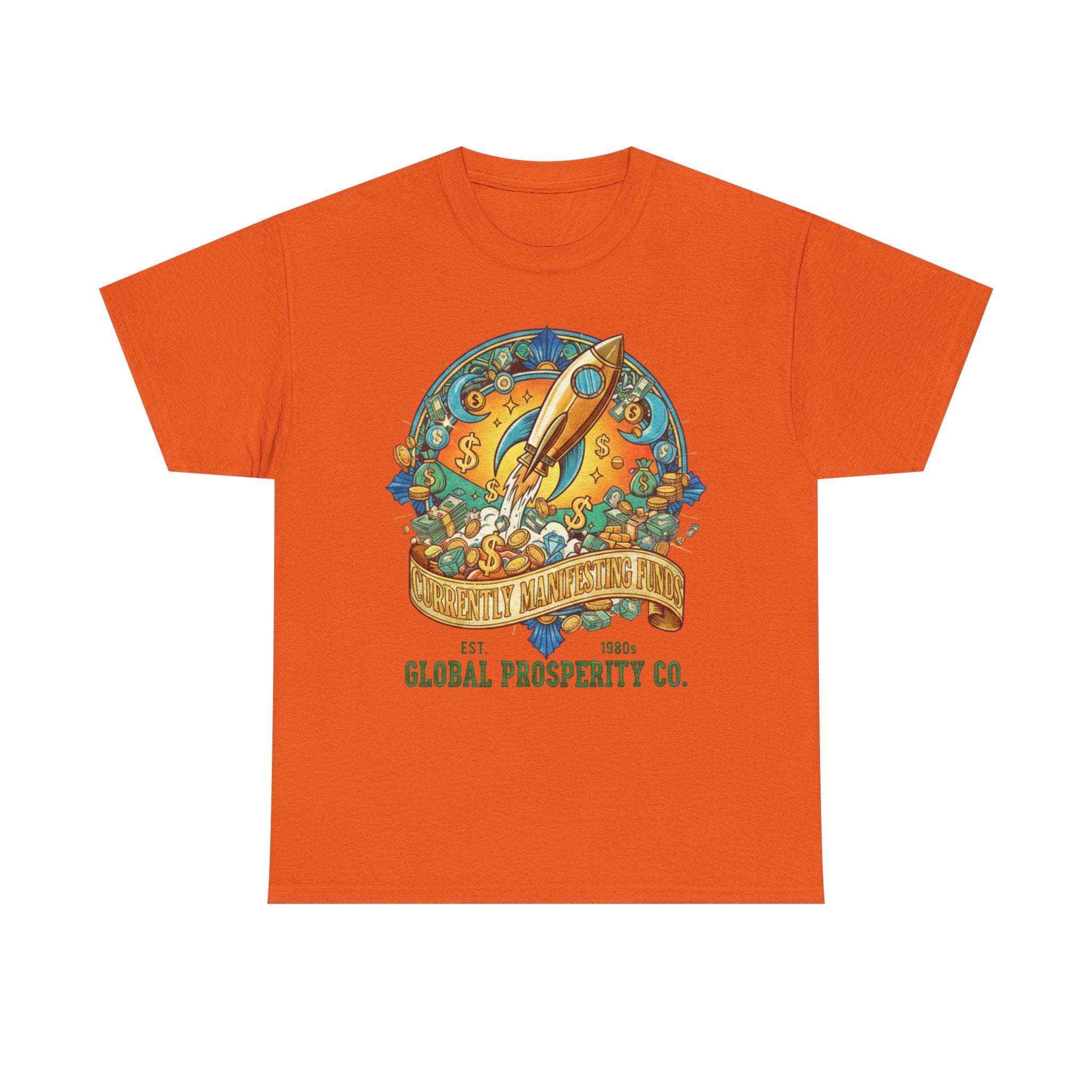 Prosperity Rocket T-Shirt - "Currently Manifesting Funds" — Global Prosperity Co. Vintage Space Graphic Tee