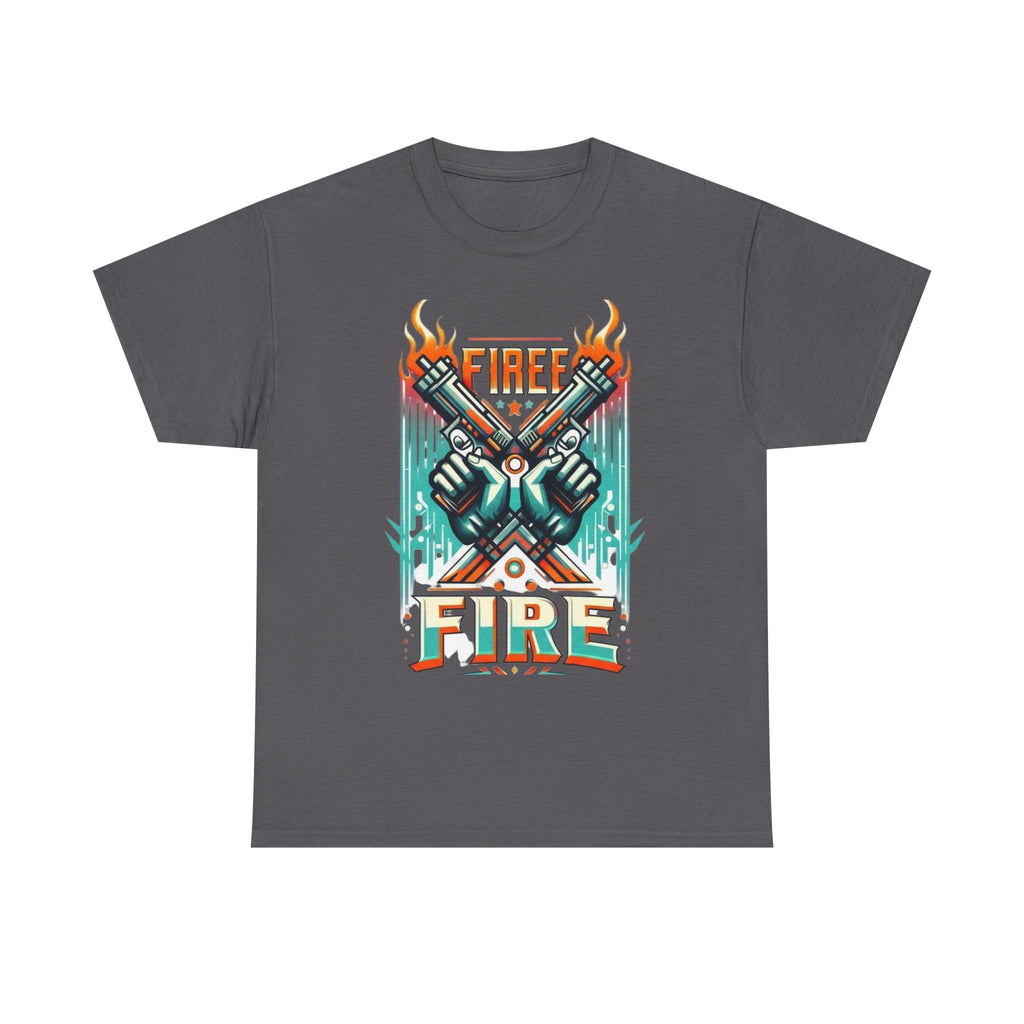 Fire Fire Graphic Tee — Retro Dual Pistols Illustration