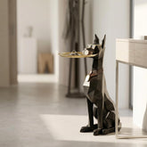 Geometric Dog Butler Accent Table with Tray, Decorative Animal Side Table, Modern Dog Statue for Living Room & Home Decor