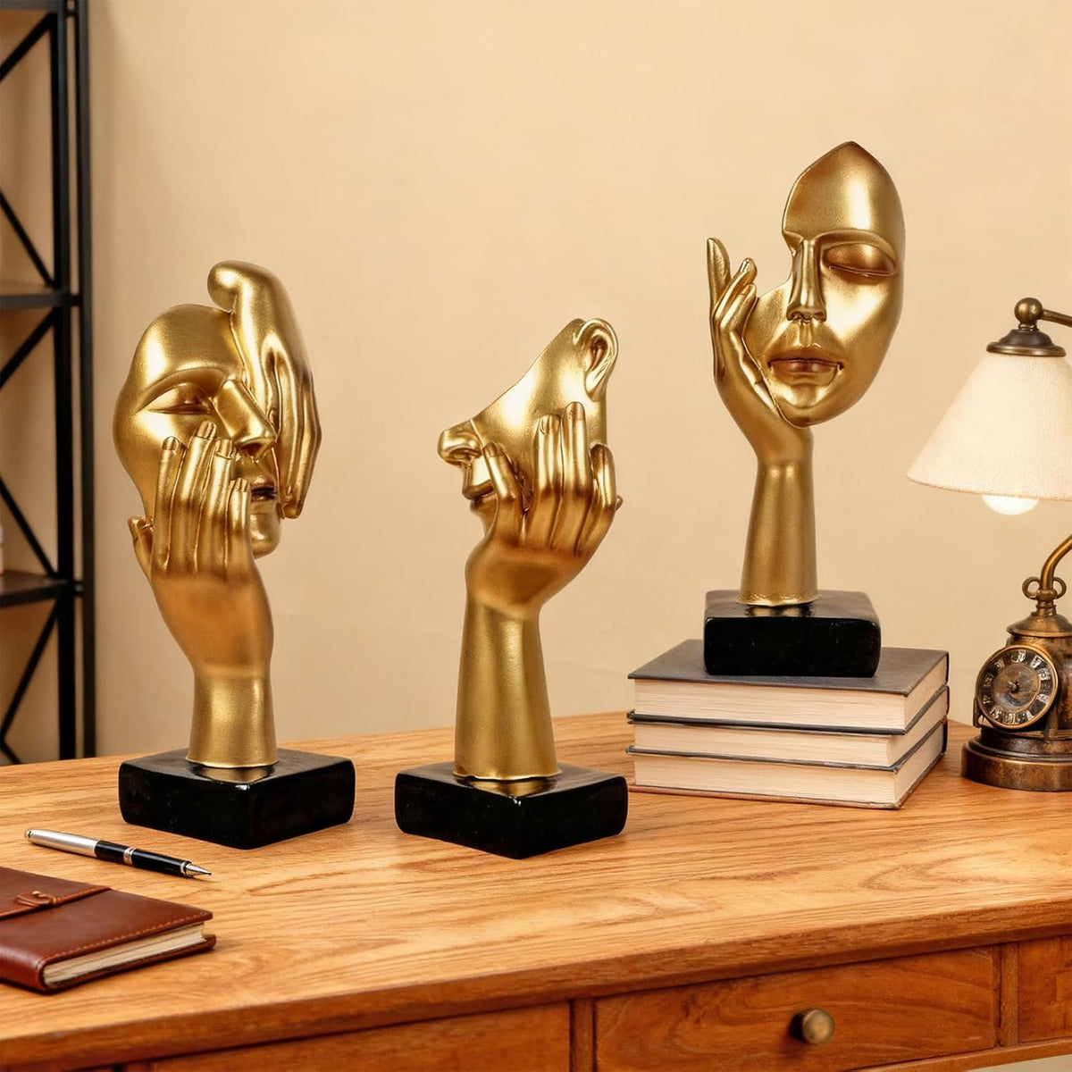 Elegant Modern Thinker Statue Set- Modern Home Sculptures for Stylish Bookshelves