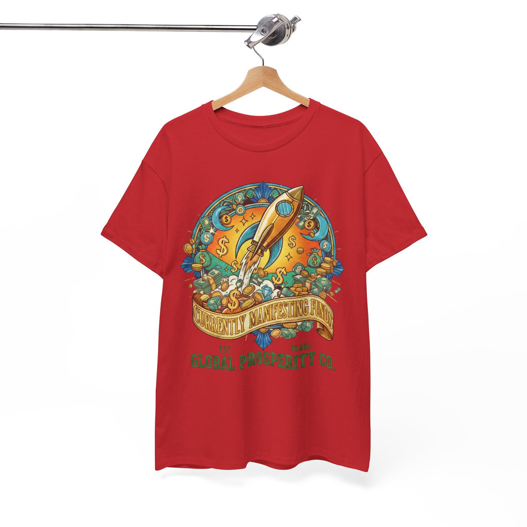 Prosperity Rocket T-Shirt - "Currently Manifesting Funds" — Global Prosperity Co. Vintage Space Graphic Tee