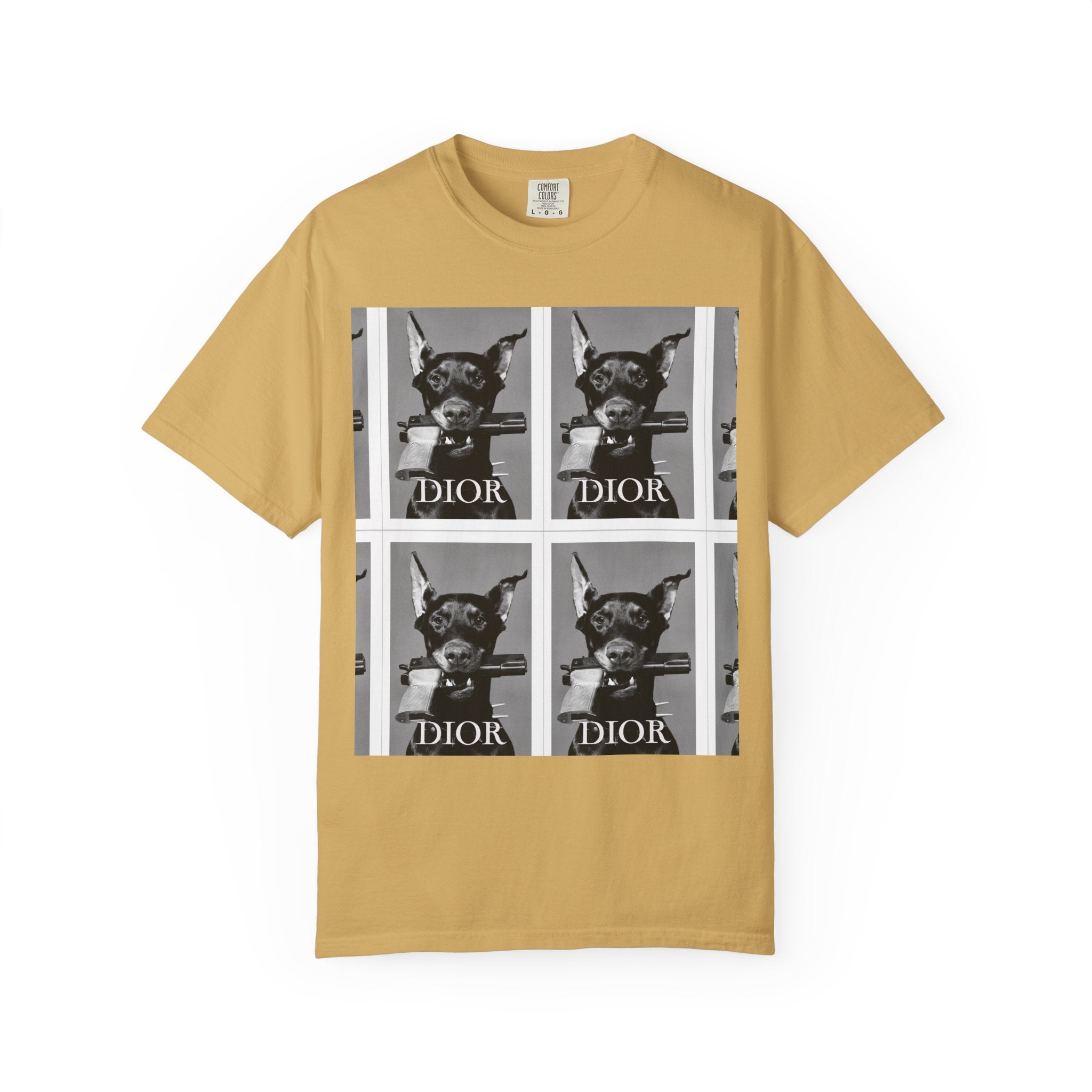 Graphic T-Shirt — Vintage Pop Art Dog Grid (DIOR Style)