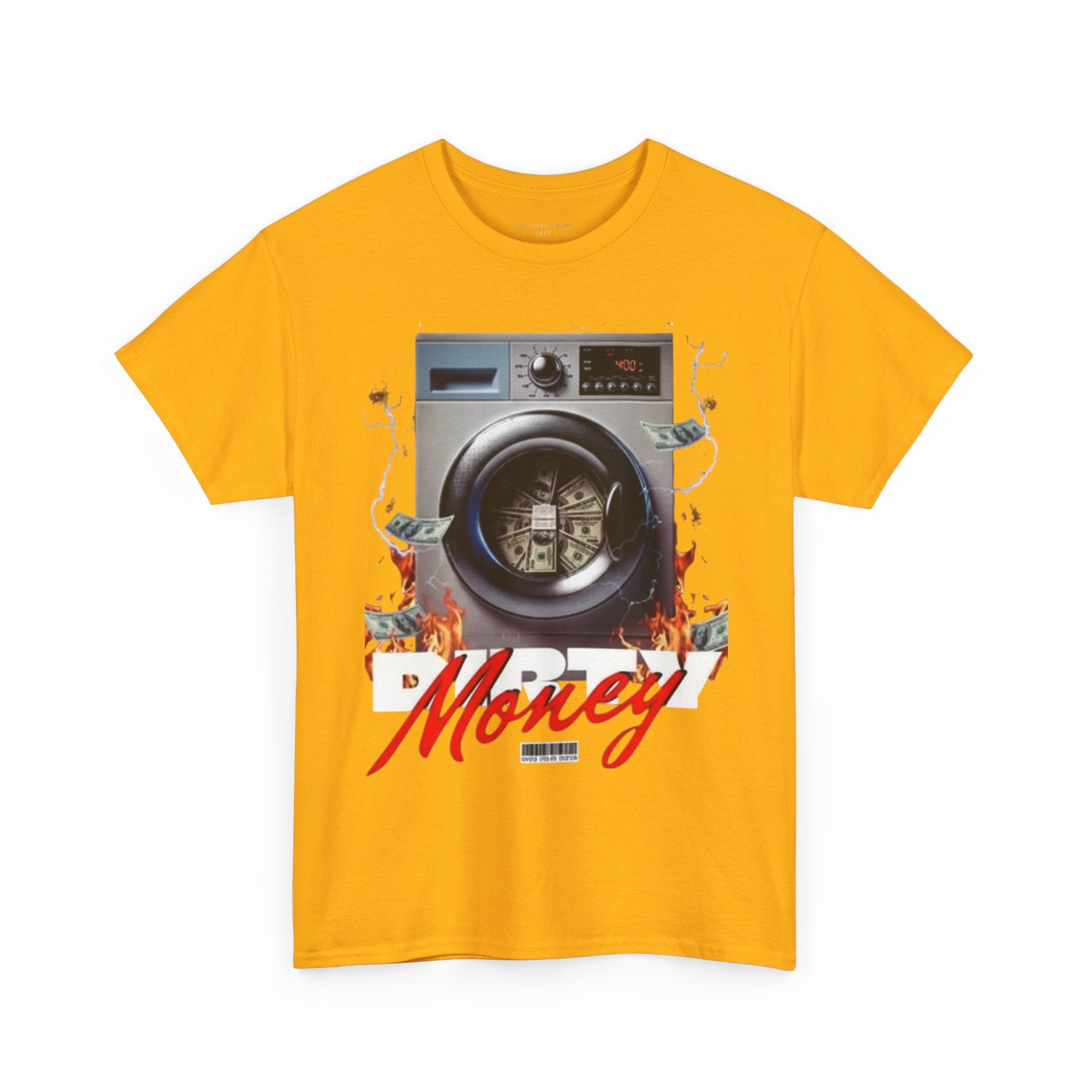 Money Laundry Graphic Tee — Urban Streetwear Shirt with Washing Machine Cash Design