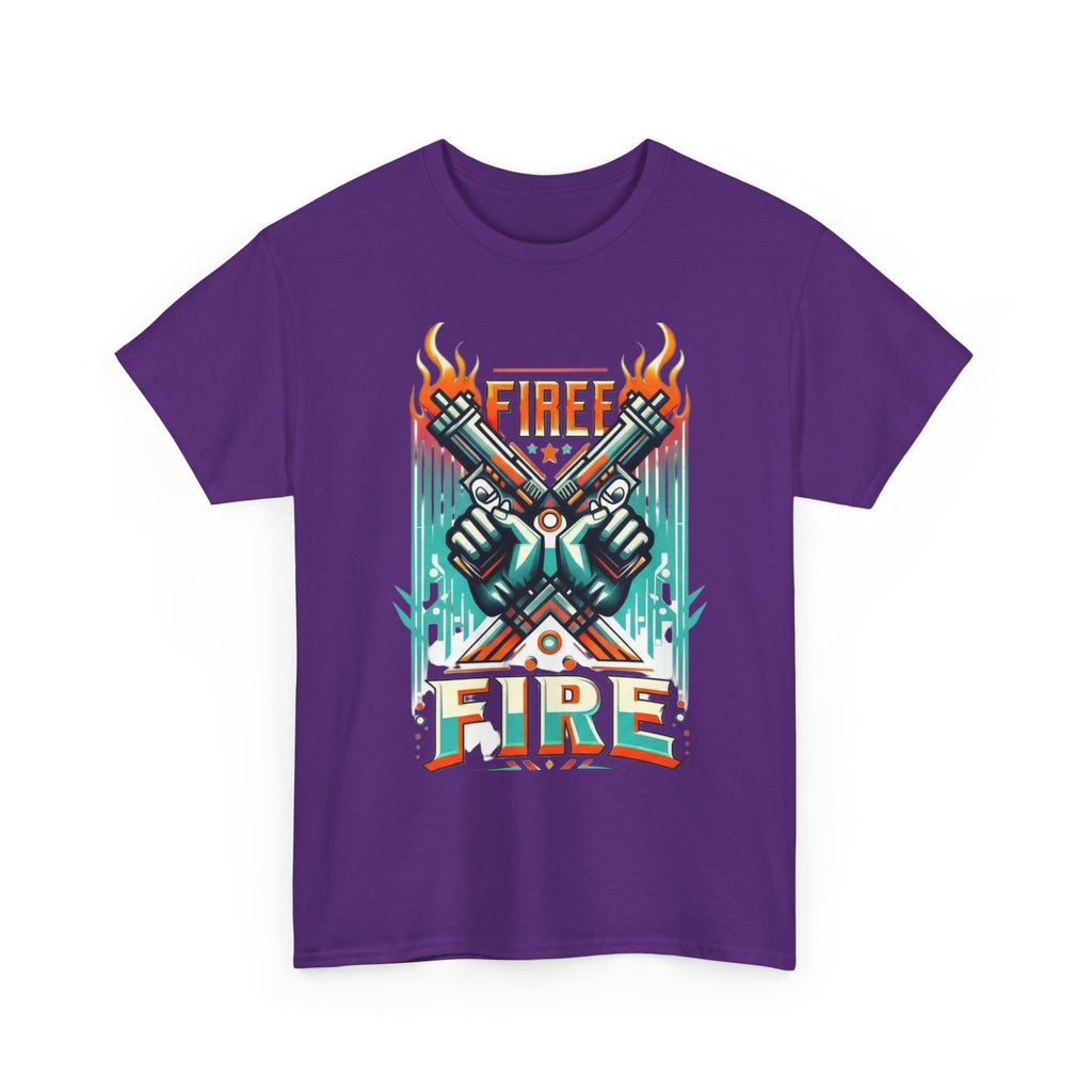 Fire Fire Graphic Tee — Retro Dual Pistols Illustration