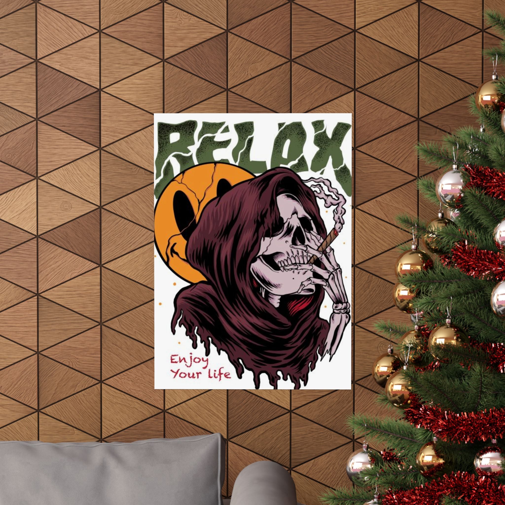 Relax Skull Poster — "Enjoy Your Life" Matte Vertical Art Print