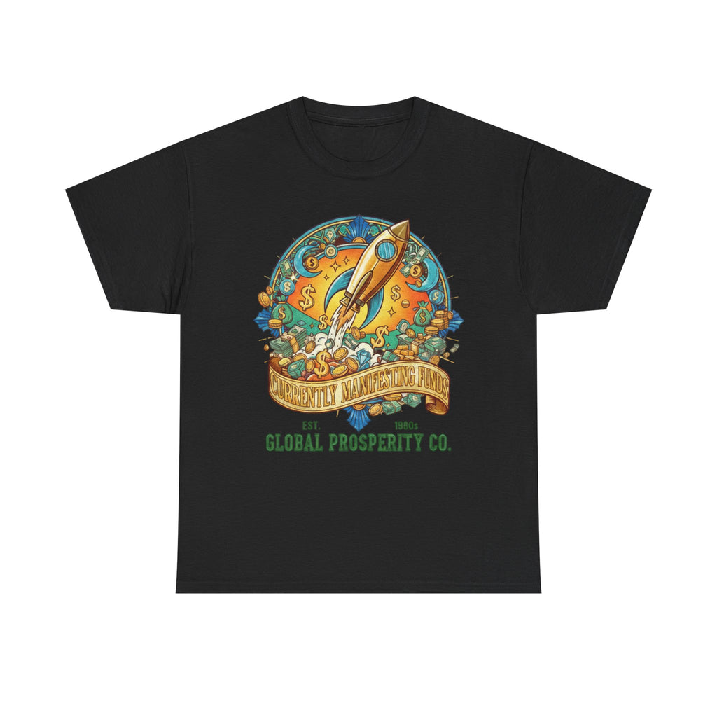 Prosperity Rocket T-Shirt - "Currently Manifesting Funds" — Global Prosperity Co. Vintage Space Graphic Tee